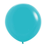 A bright blue balloon in carribean blue colour, manufactured by Sempertex.