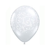 5 inch Filigree Hearts Diamond Clear Latex Balloons (100)