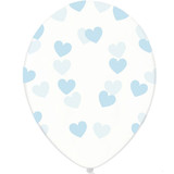 12 inch Sky Blue Heart Crystal Clear Latex Balloons (50)