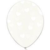 12 inch White Heart Crystal Clear Latex Balloons (50)