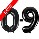 34 inch Unique Black Numbers Starter Kit - 36 Balloons