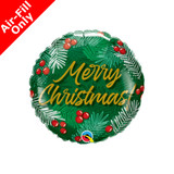 9 inch Christmas Greens & Berries Foil Balloon (1) - UNPACKAGED