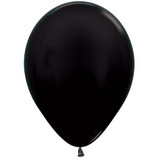 12" Metallic Black Sempertex Latex Balloons (50)