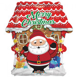 18 inch Merry Christmas Santa and House Foil Balloon (1)