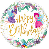 18 inch Birthday Wild Flower Fairies Foil Balloon (1)