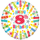 18 inch 8th Birthday Candles Foil Balloon (1)