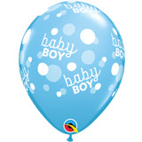 11 inch Baby Boy Dots-A-Round Pale Blue Latex Balloons (6)