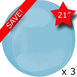Pack of 3 21" Jumbo Orbz Pastel Blue Foil Balloon - UNPACKAGED