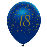 12 inch 18th Birthday Navy & Gold Latex Balloons (6)