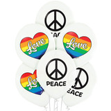 12 inch Love & Peace Assorted Latex Balloons (6)