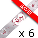 Pack of 6 Ruby Anniversary Hearts Foil Banner - 2.74m (1)