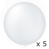 3ft White Round Latex Balloons (5)