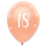 12 inch Age 18 Rose Gold Pearlescent Latex Balloons (6)