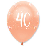 12 inch Age 40 Rose Gold Pearlescent Latex Balloons (6)