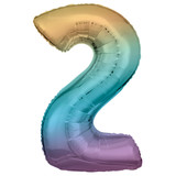34 inch Ombre Pastel Rainbow Number 2 Foil Balloon (1)
