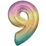 34 inch Ombre Pastel Rainbow Number 9 Foil Balloon (1)
