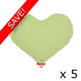 Pack of 5 14" Pastel Green Heart Jelly Foil Balloons