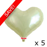 Pack of 5 18" Ivory Heart Jelly Foil Balloons