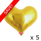 Pack of 5 18" Gold Heart Jelly Foil Balloons