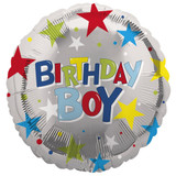 18 inch Birthday Boy Stars Round Foil Balloon (1)