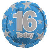 18 inch 16 Today Blue & Silver Stars Foil Balloon (1)