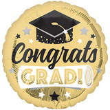 18 inch Congrats Grad Shiny Gold Foil Balloon (1)