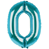 34 inch Aqua Blue Number 0 Foil Balloon (1)