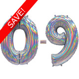 30 inch Iridescent Silver Numbers Starter Kit - 36 Balloons