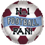 18 inch No.1 Football Fan Claret & Blue Foil Balloon (1)