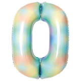 34 inch Pastel Rainbow Number 0 Foil Balloon (1)