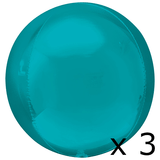 Pack of 3 16" Orbz Aqua Foil Balloons (3) - UNPACKAGED