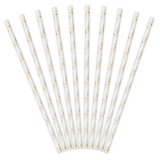 Floral Metallic Gold Paper Straws (10)