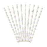 Floral Metallic Gold Paper Straws (10)