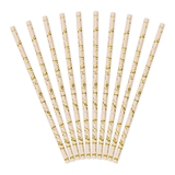 Marble Metallic Gold & Powder Pink Paper Straws (10)
