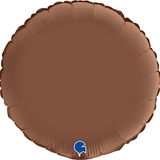 18" Chocolate Satin Round Foil Balloon (1) - UNPACKAGED