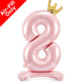 33 inch Light Pink Crown Number 8 Standing Foil Balloon (1)