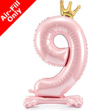 33 inch Light Pink Crown Number 9 Standing Foil Balloon (1)