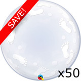 Pack of 50 24 inch Baby Footprints Deco Bubble Balloons