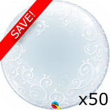 Pack of 50 24 inch Fancy Filigree Deco Bubble Balloons
