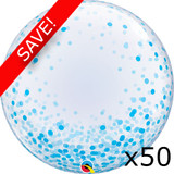 Pack of 50 24 inch Blue Confetti Dots Deco Bubble Balloons