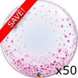 Pack of 50 24 inch Pink Confetti Dots Deco Bubble Balloons