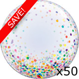 Pack of 50 24 inch Colourful Confetti Dots Deco Bubble Balloons