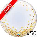 Pack of 50 24 inch Gold Confetti Dots Deco Bubble Balloons
