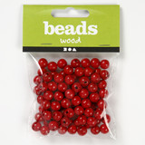 10mm Red Wooden Round Beads - 20g (1)