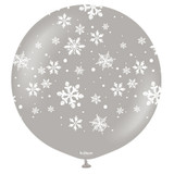 24 inch Snowflake Grey Kalisan Latex Balloon (1)