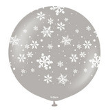 24 inch Snowflake Grey Kalisan Latex Balloon (1)