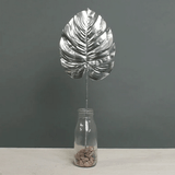 40cm Silver Metallic Monstera Leaf Stem (1)