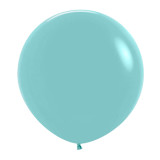 A 24" aquamarine balloon, manufactured by Sempertex.