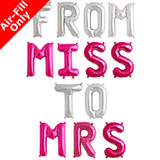 FROM MISS TO MRS - 16 inch Silver & Magenta Foil Letter Pack (1)