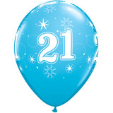 11 inch Robin's Egg Blue 21 Sparkle-A-Round Latex Balloons (25)